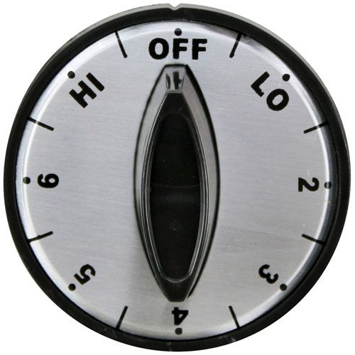 SECO 17-7950 Flat Down Chrome Face Knob 2" DIA, OFF-LO-2-6-HI, Mount .187", Fixed Overlay
