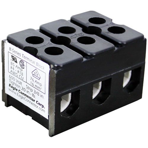 Star Mfg Y2849 3-Pole Terminal Block, 600V, 85A  