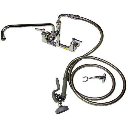 T&S Brass B-0175 Wall Mount Faucet & Spray Assembly 8" CTRS