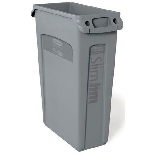 Trash Container-Slim Jim, 23g/Grey (30") For Rubbermaid - Part# Rbmdfg354000gray