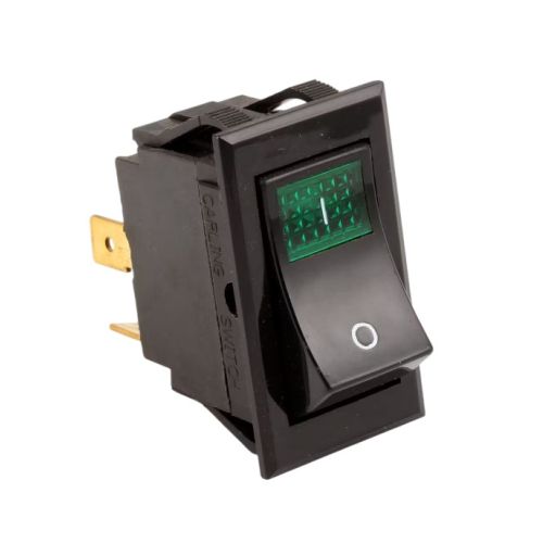 Wells 2E-305295 Rocker Switch DPST 250V 10A Lighted Green